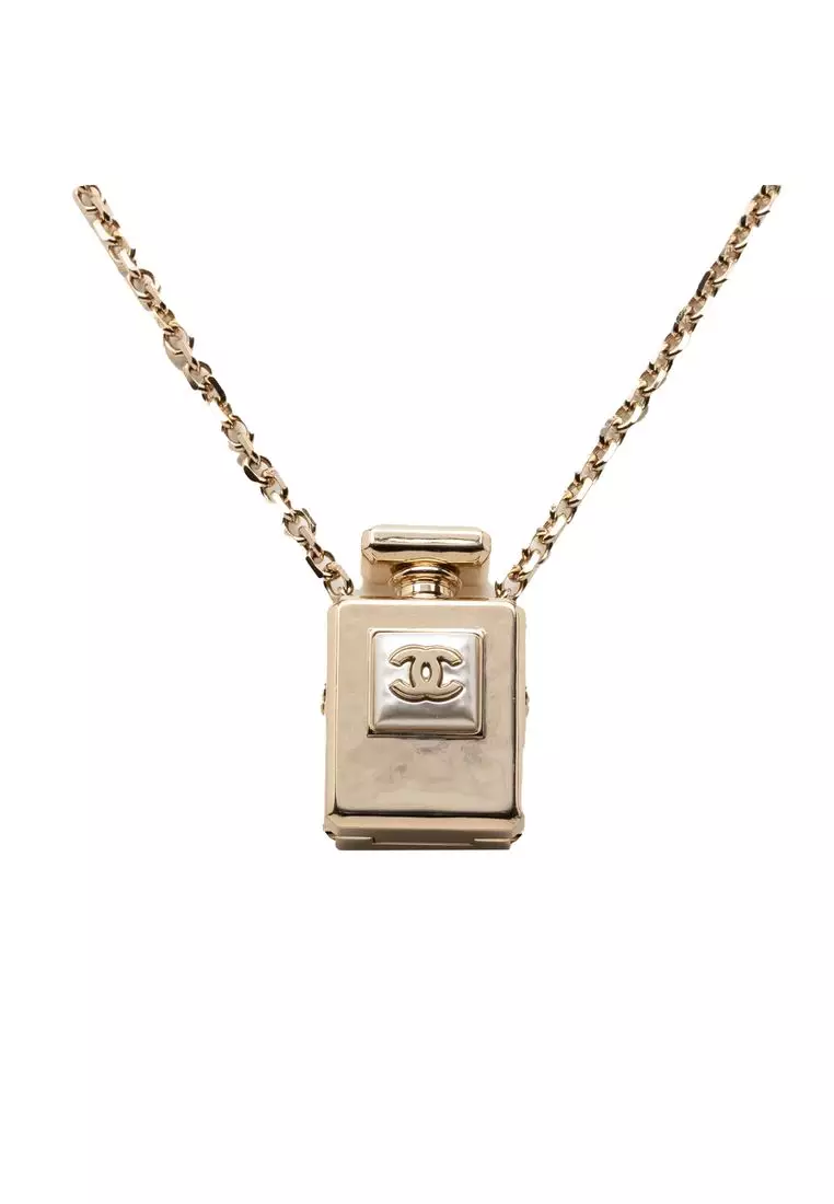 Chanel Pre-Loved Chanel Cc Gold Plated Perfume Bottle Locket