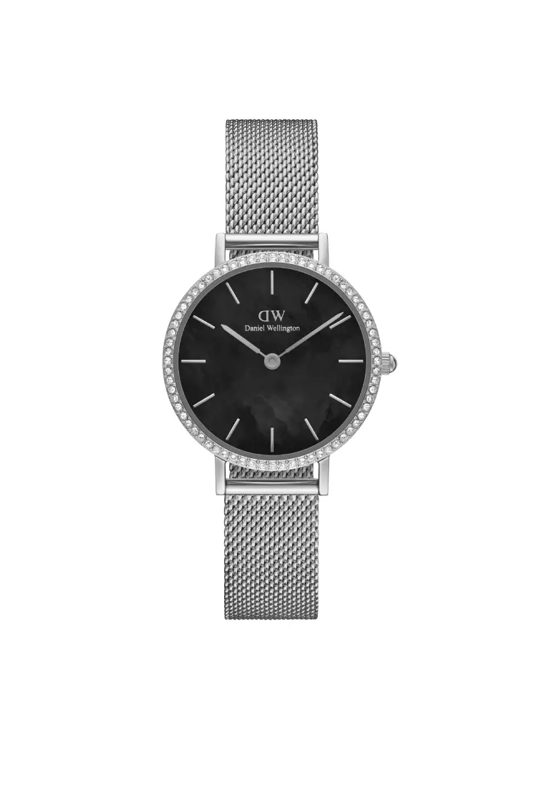 Petite 28mm Bezel Mesh Black MOP Silver - DW Women's watch casual fashion  Ladies Female Watch for women Stainless steel