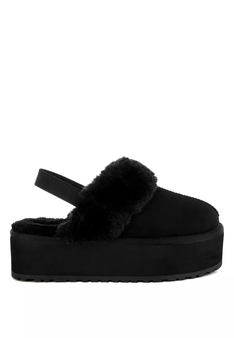 Discount on London Rag  shoes - SKU: Faux Fur Trim Platform Classic Slingback in Black