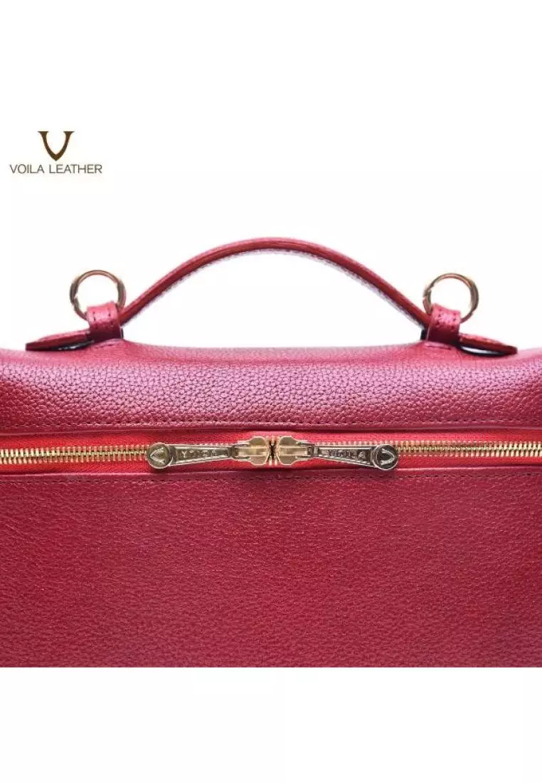 VOILA LEATHER Tas Tangan Tas Selempang Wanita Kulit Asli Genuine Leather Hand Bag Sling Bag NAVA Red