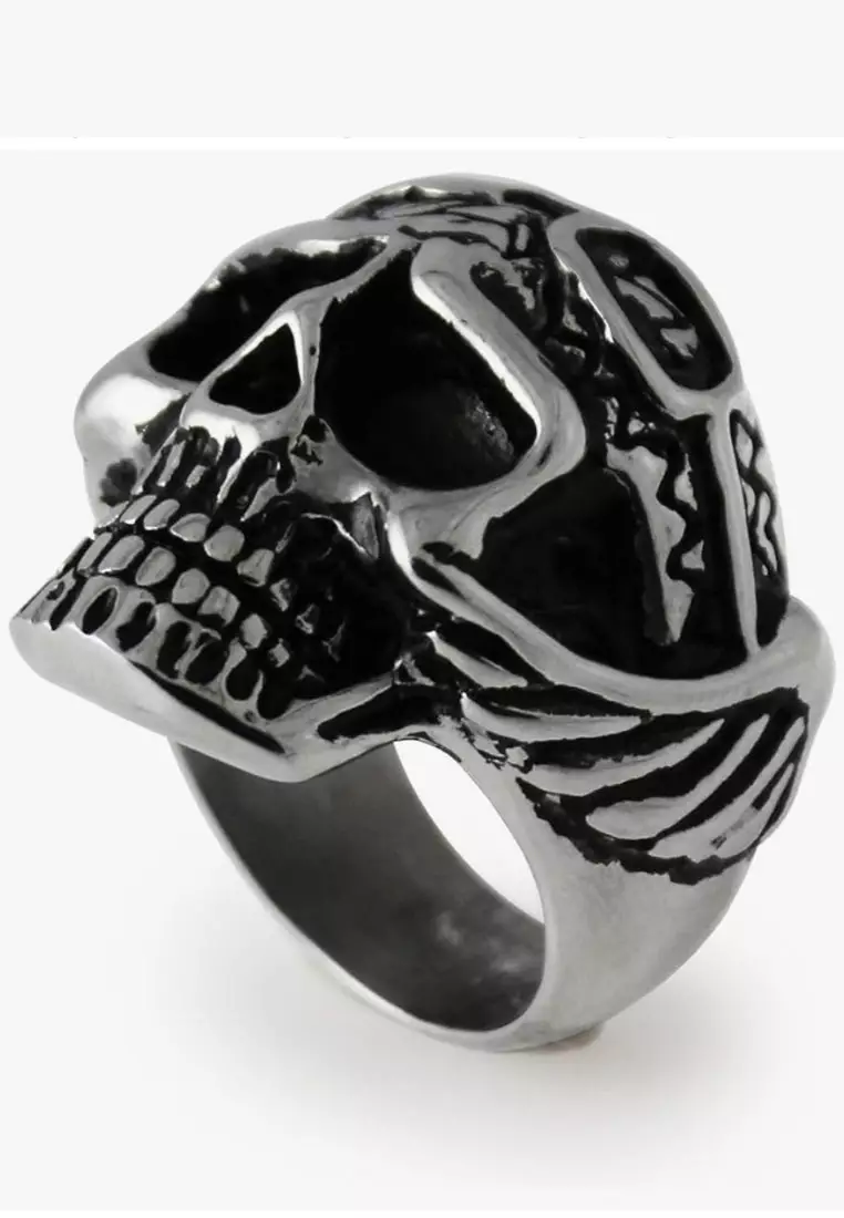 Aksesoris Cincin Pria Pilot Skull Ring Silver 