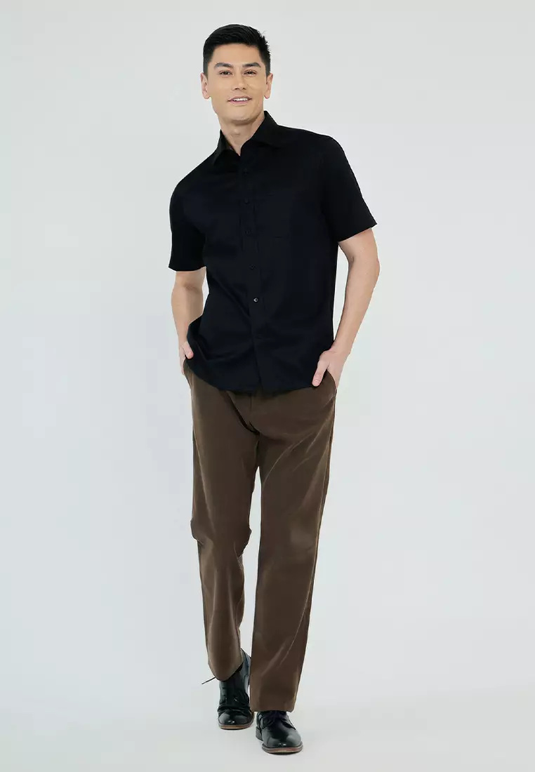 Plain satin Short Sleeves Dress Shirt
