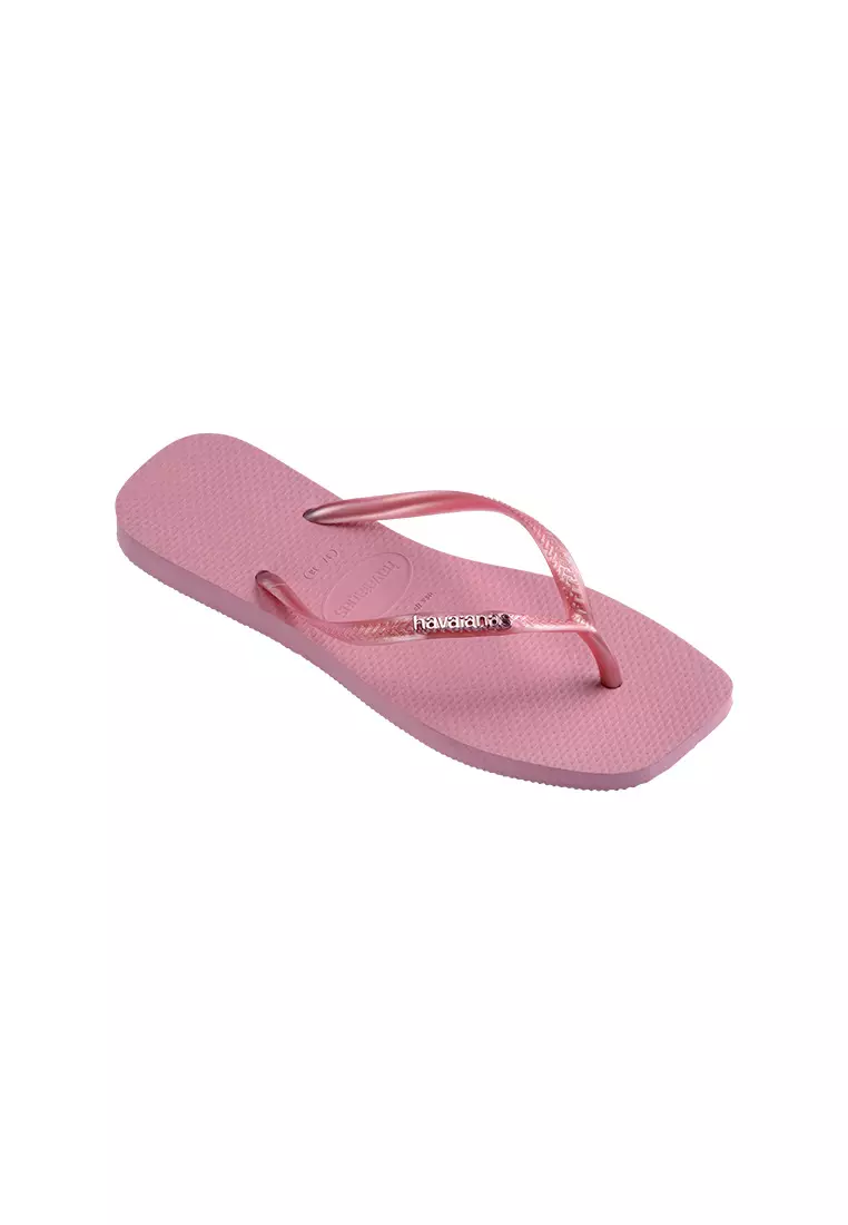 Slim Square Logo Metallic Flip Flops