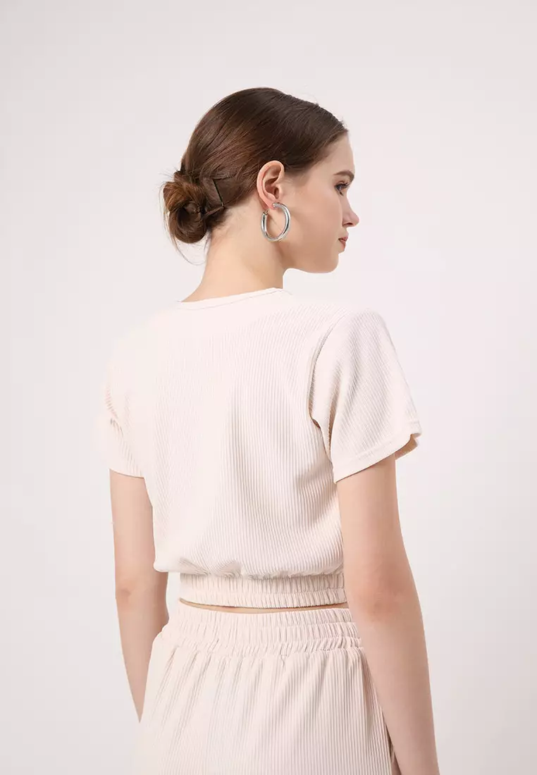 Sofia Onna Knit Crop Tops Ivory