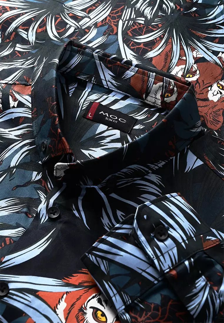 MOC Kemeja Lengan Panjang Pria Slim Fit THIGER-DARK GREY