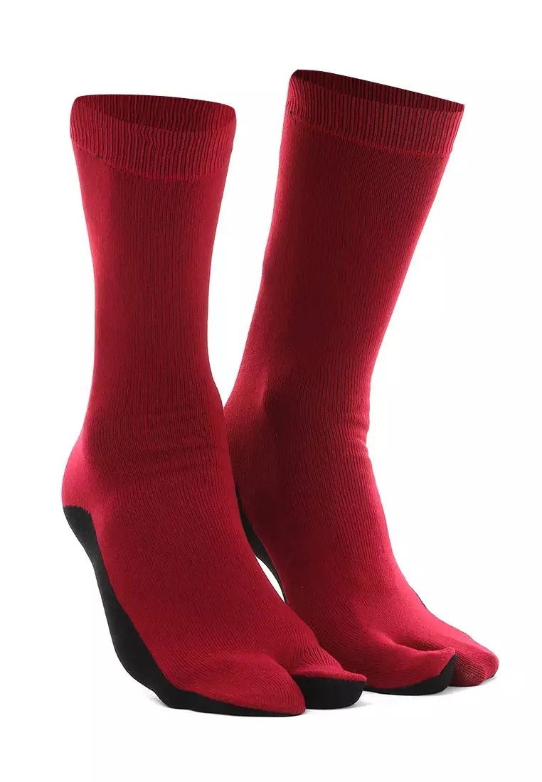 Nercyla Kaos Kaki Wanita Toe Socks Two Tone Casual Footwear Material Spandex ORIGINAL - Maroon