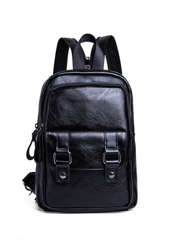 Lara black Men's Small PU Leather Backpack - Black DCA3FAC22A7CA1GS_1