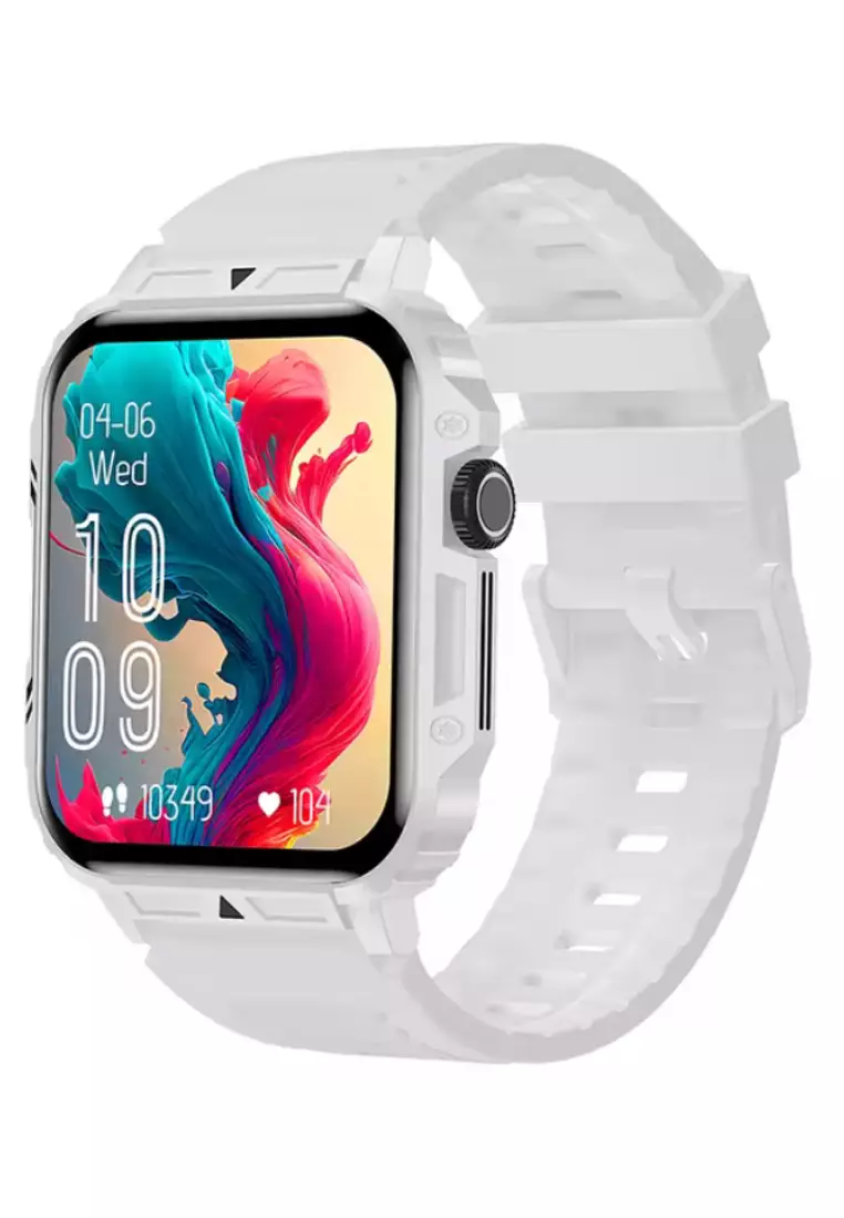 Unisex IOS/Android White SmartWatch with White Rubber Strap