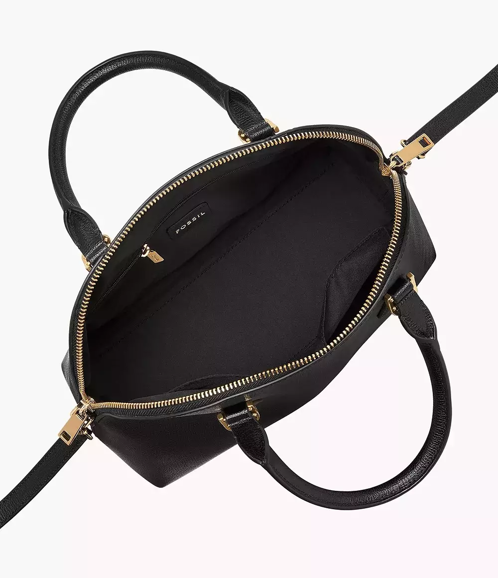 Fossil Bri Leather Dome Satchel Black Tas Wanita SHB3256-001