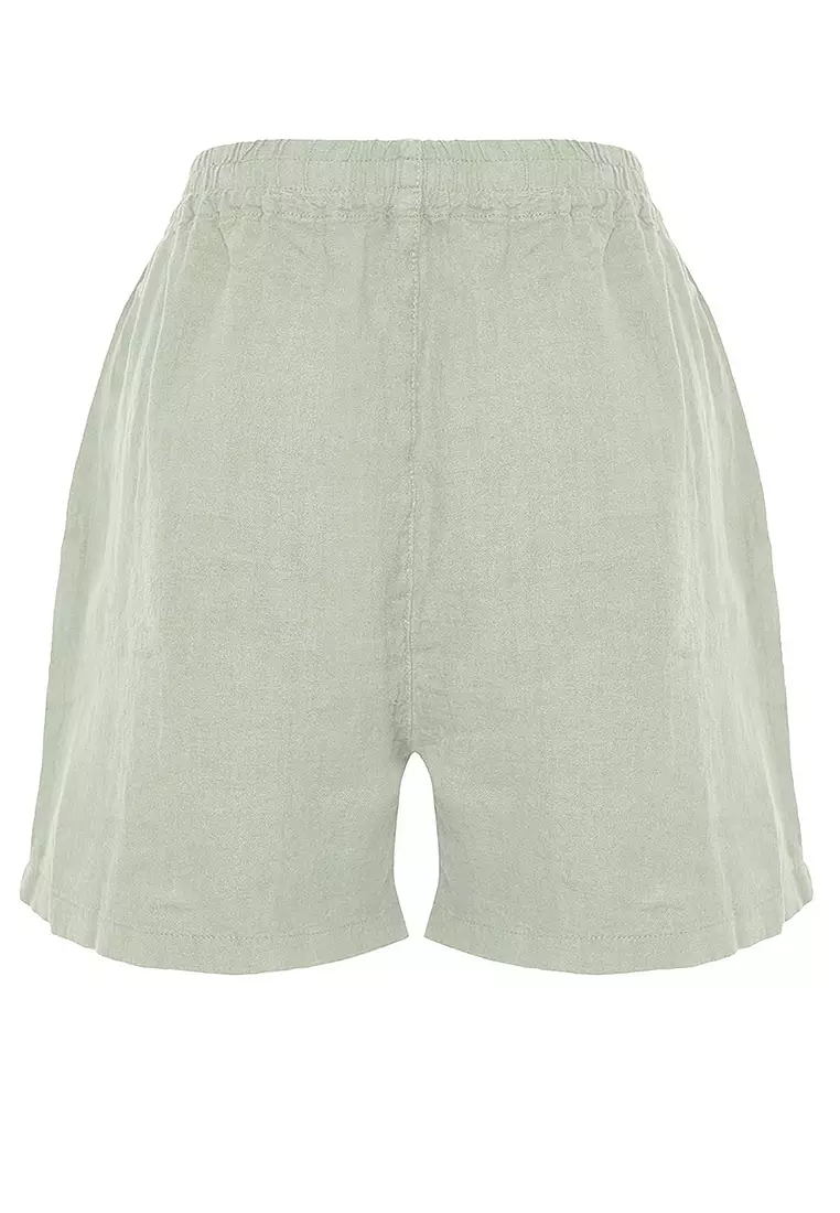 Buy Trendyol High Waist Linen Shorts 2025 Online | ZALORA