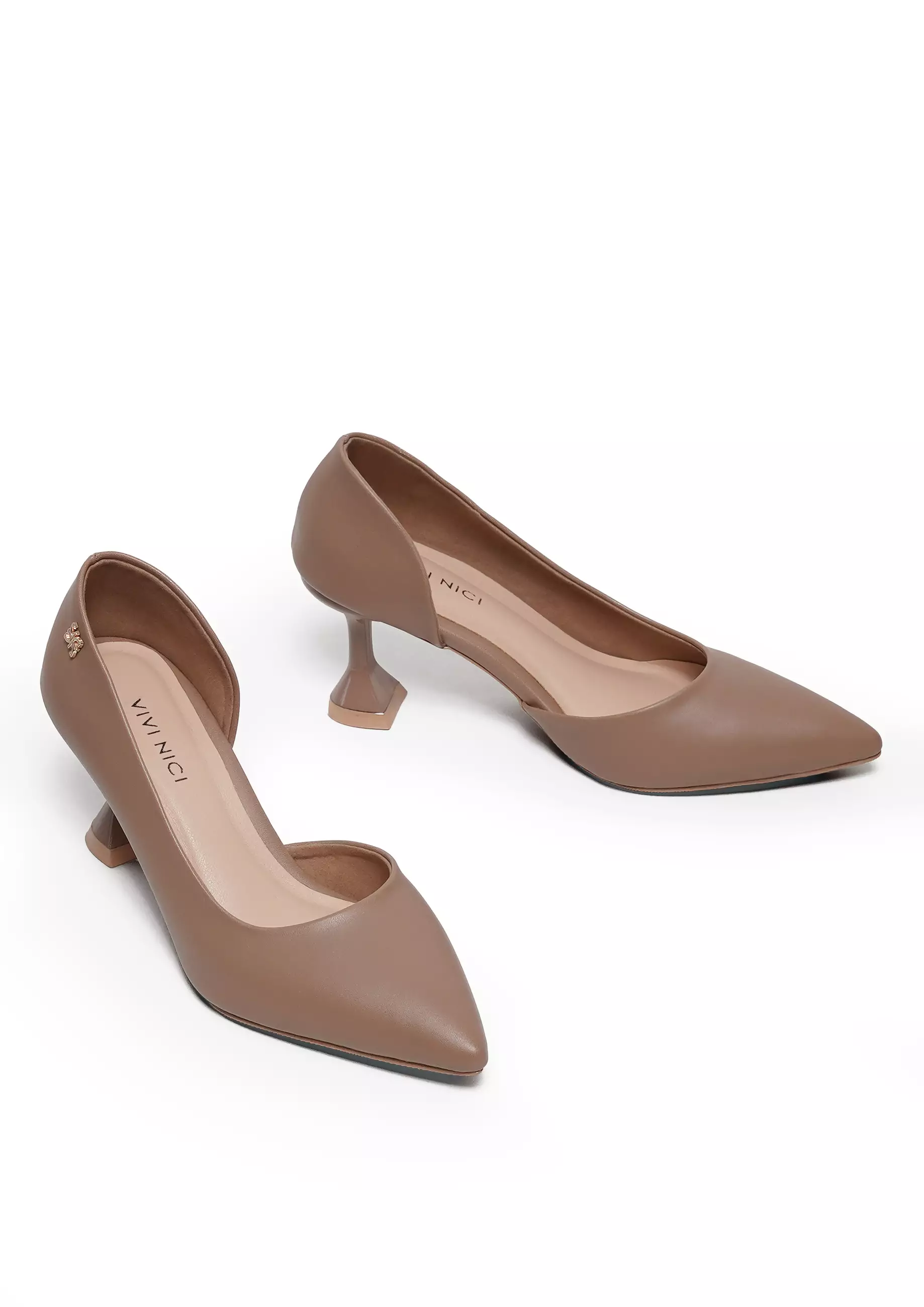 VIVI NICI - Bestra Sepatu Pantofel Wanita Hak 5 Cm Milk Coffee