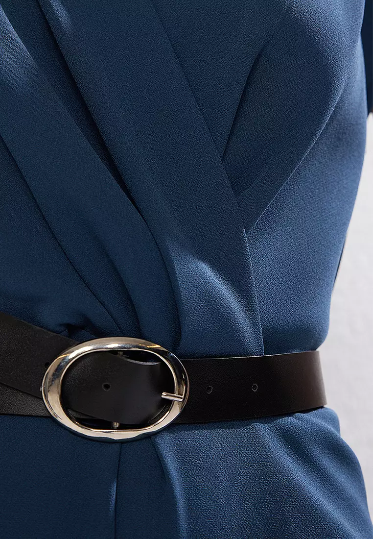 Petrol Belted Double Breasted Maxi Jumpsuit Overalls