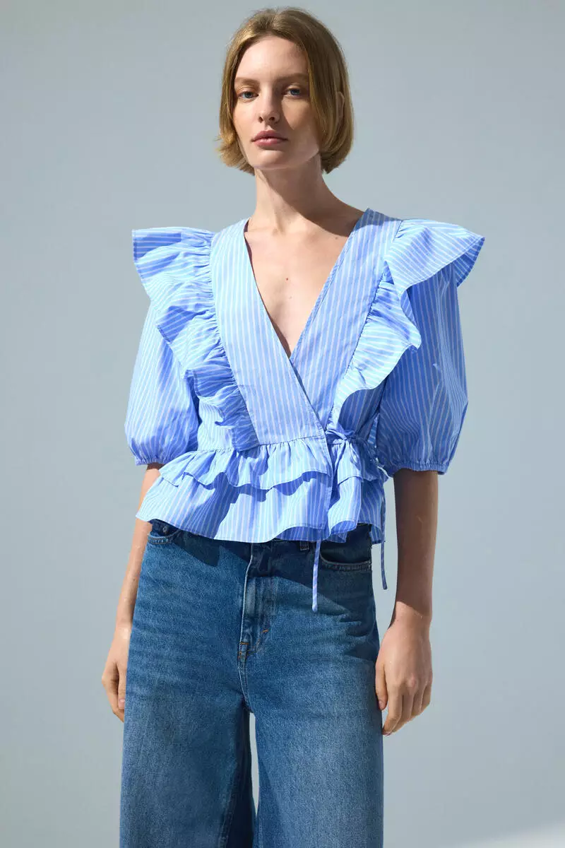 Poplin wrap blouse