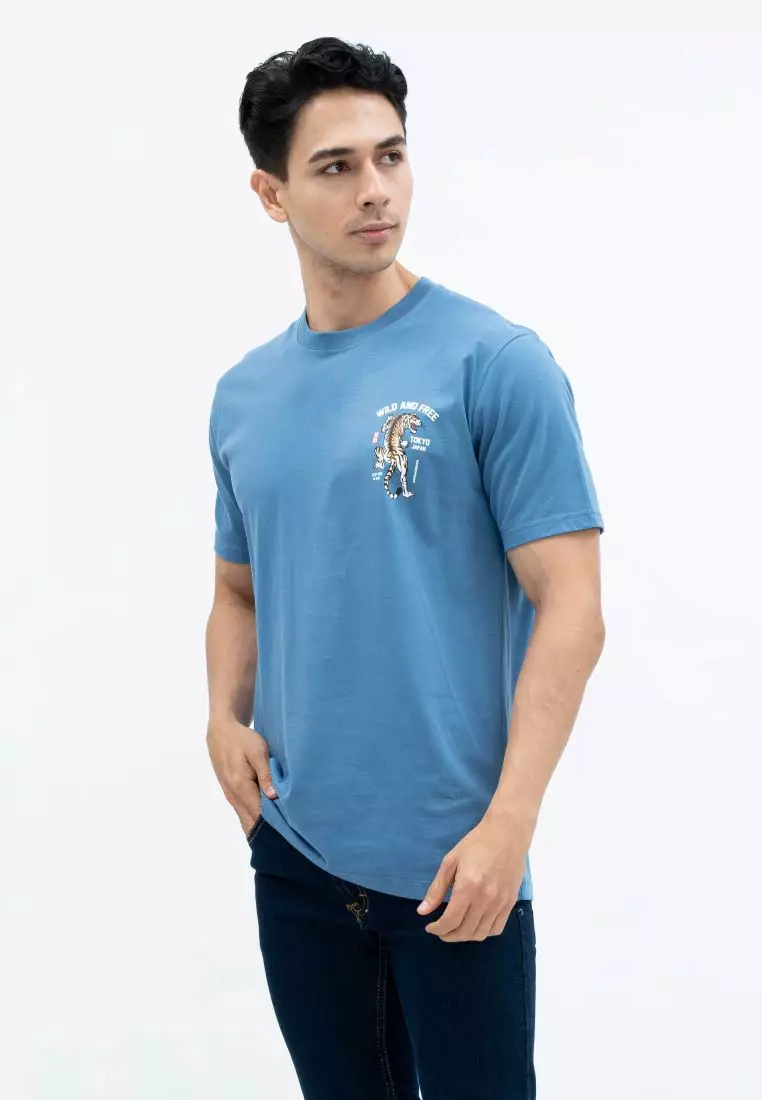 Houseofcuff T-shirt Kaos Motif Wild Pendek Steel Blue Size S-4XL