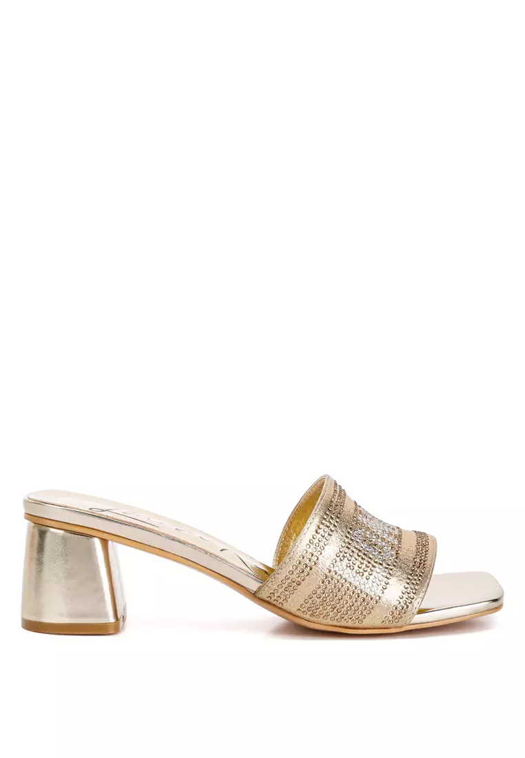 Gold Rhinestone Embellished London Sandals
