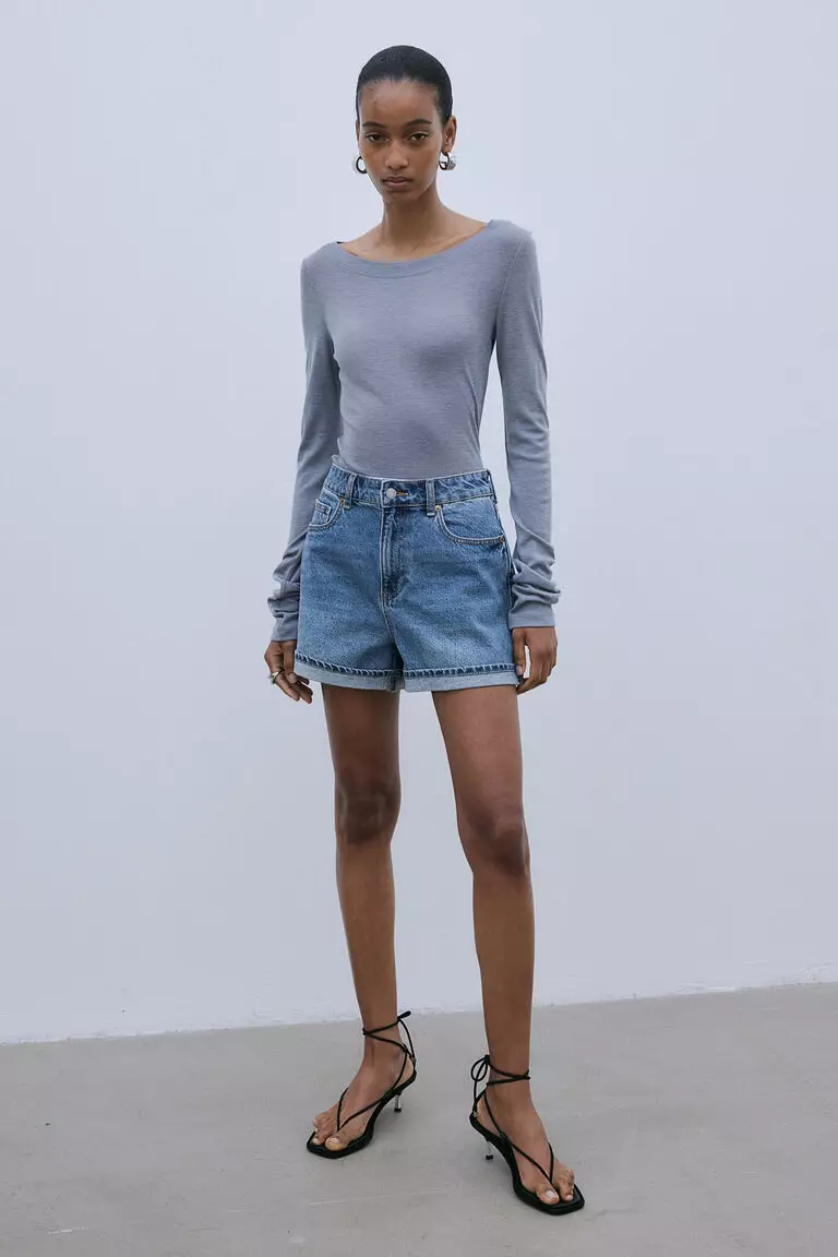 High-waisted denim shorts