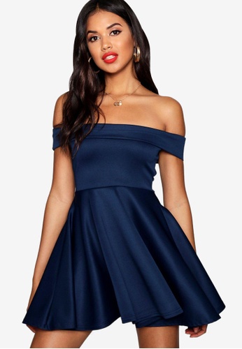 Buy Boohoo Off The Shoulder Skater Dress Online On Zalora Singapore