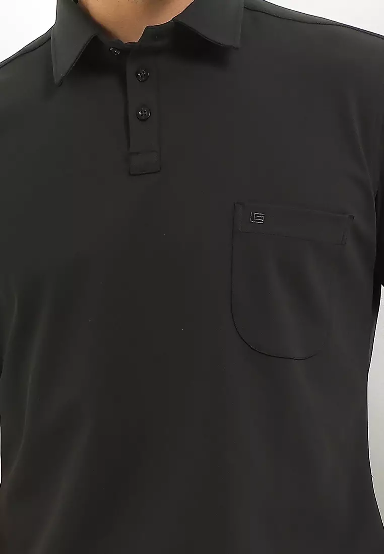 Polo Pria Guy Laroche Solid Allore - Black Cotton