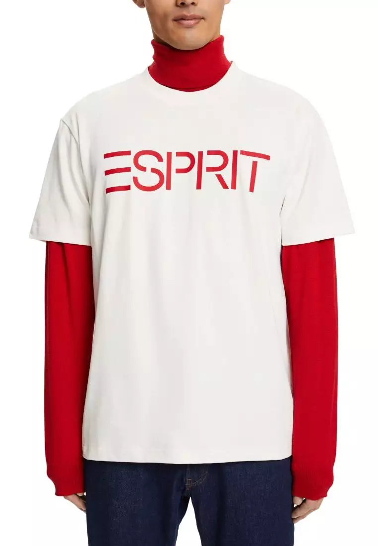 ESPRIT - Pima Cotton-Jersey Crewneck T-Shirt at our online shop