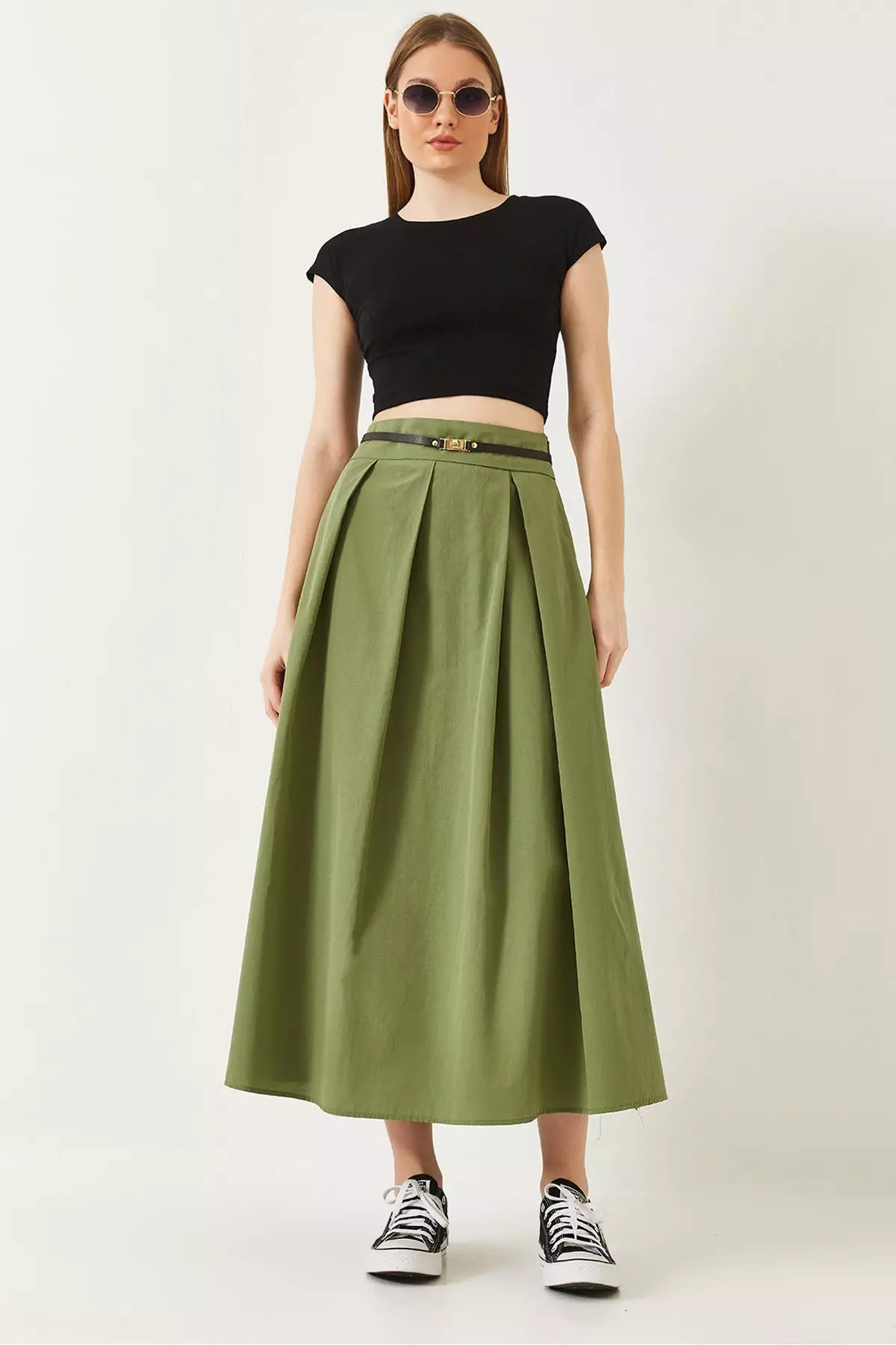 Women's Belted Flared Skirt 5000 60261278