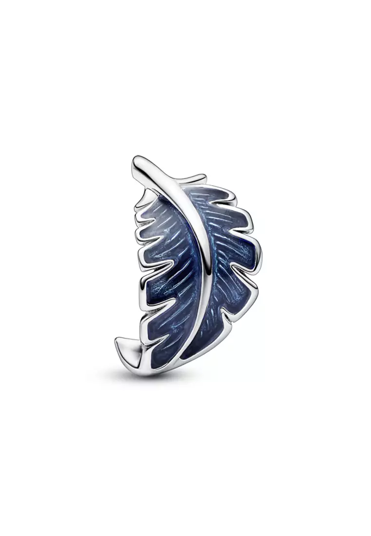 Pandora Blue Curved Feather Charm