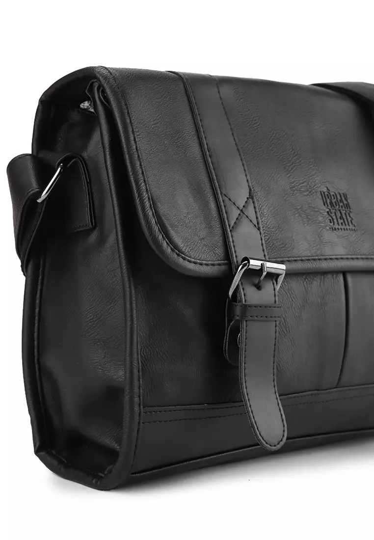 Distressed Leather Relay Messenger Bag