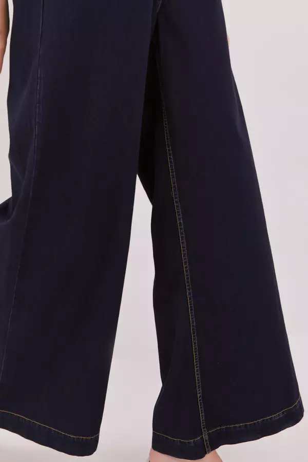 MINIMAL - MN314 - High Waist Flare Jeans - Navy Warna Navy