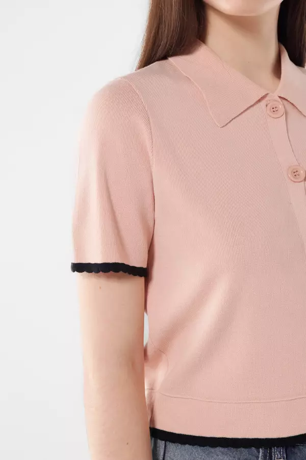 MINIMAL - Ranisyme - Atasan Rajut Crop - Pink Colour Grey_Light