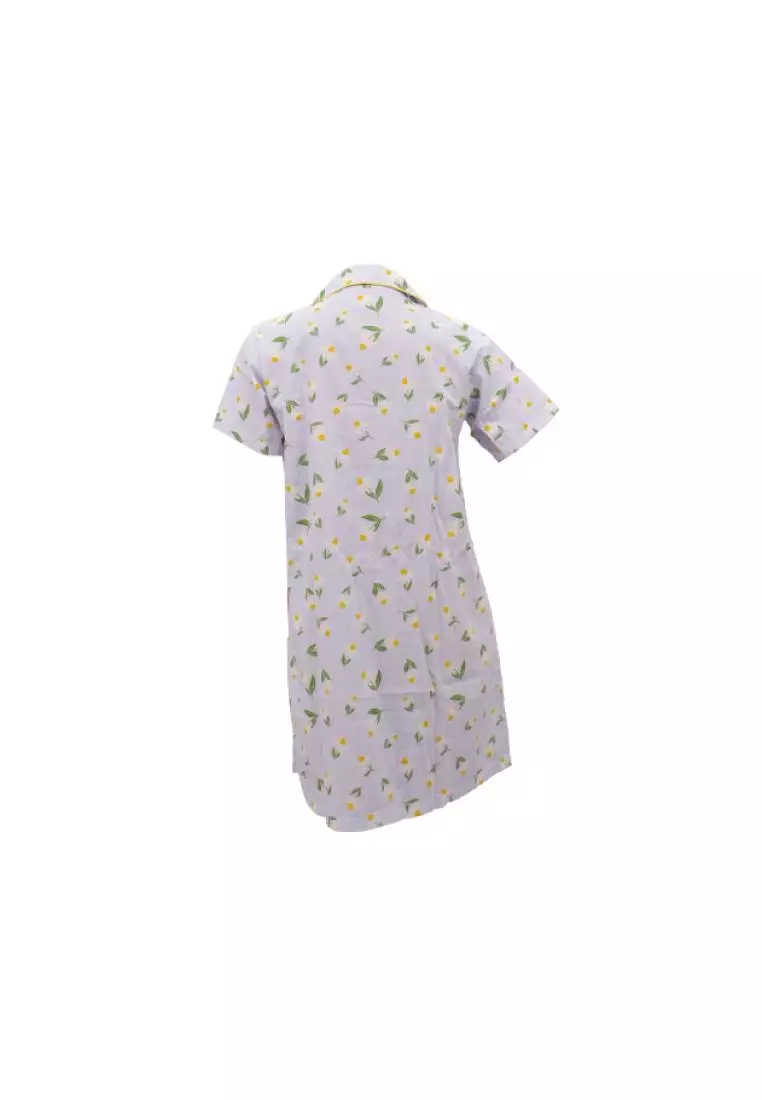 Luludi Piyama LN 5124 - Purple motif bunga