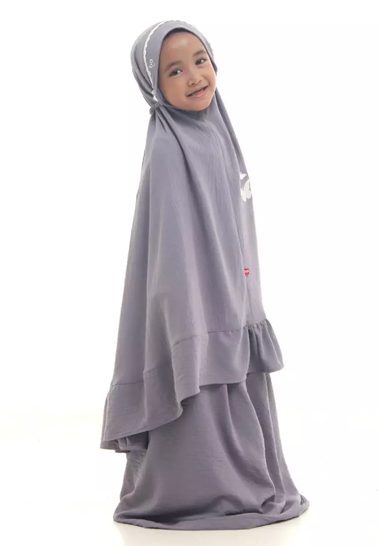 Rabbani - Mukena Anak Bani Batuta Munna Farya Exclusive Dusty Light Grey