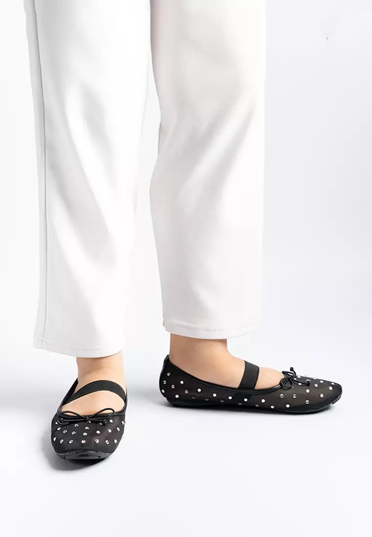 Glitter Mesh Ballerina Flats