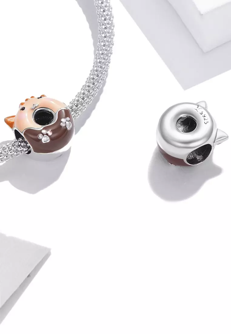 Solid 925 Sterling Silver Cutie Cat Pandora Inspired Charm