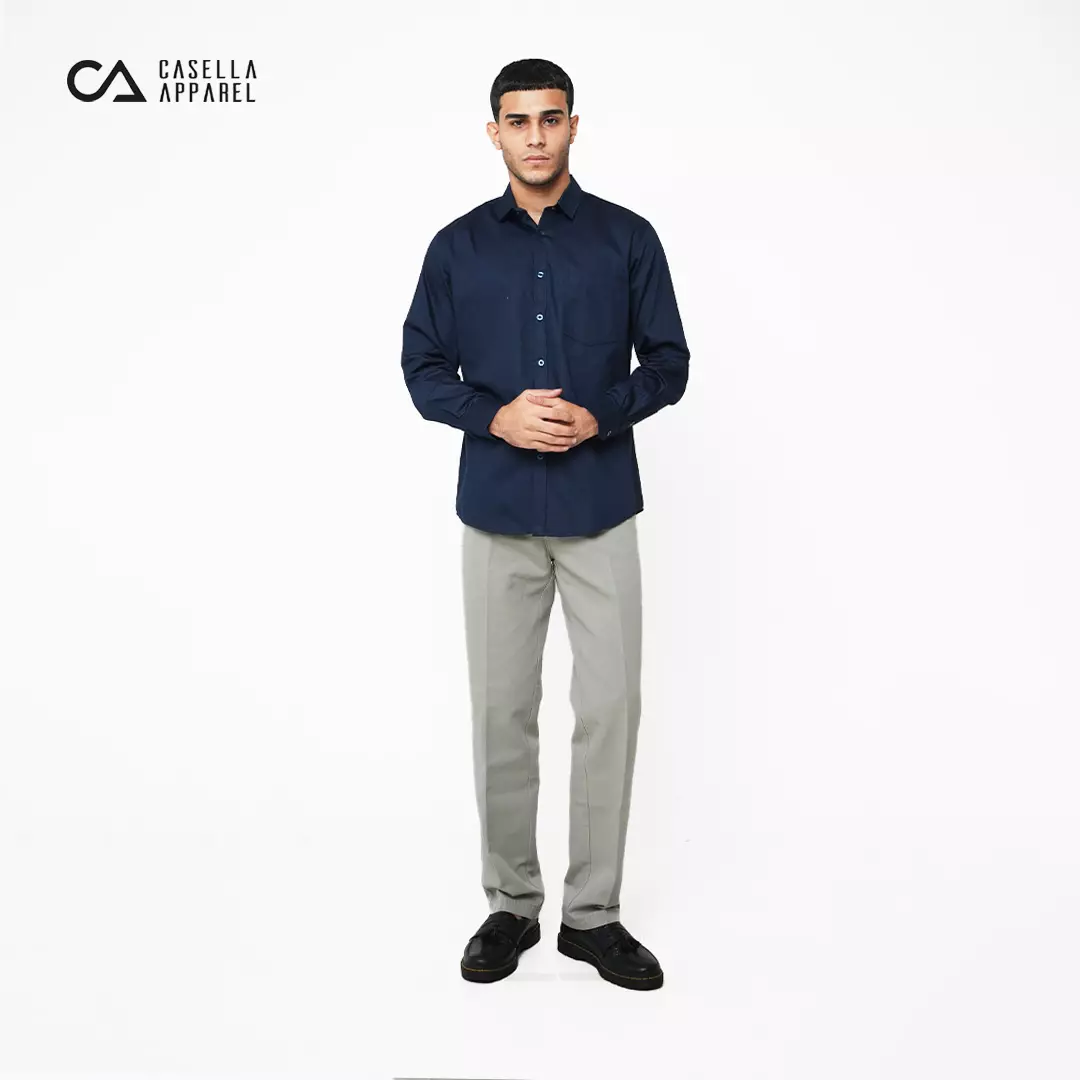 Casella Kemeja Pria Lengan Panjang Polos | Kemeja Premium Gallant 7774 Navy