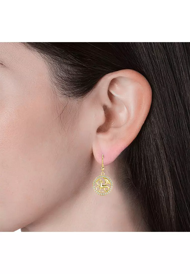 Her Jewellery Circlet Hook Capricorn Earrings (Yellow Gold) - Luxury Crystal Embellishments plated with 18K Gold