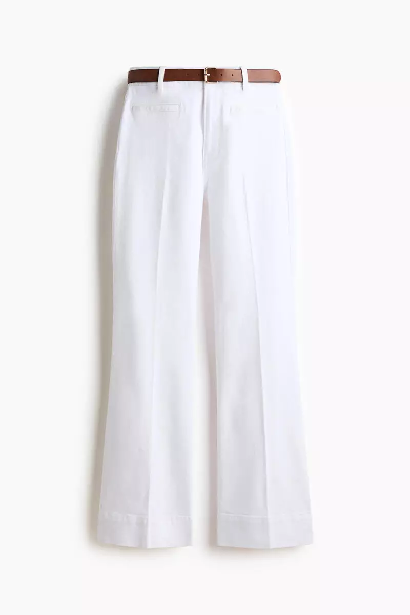 Flared twill trousers