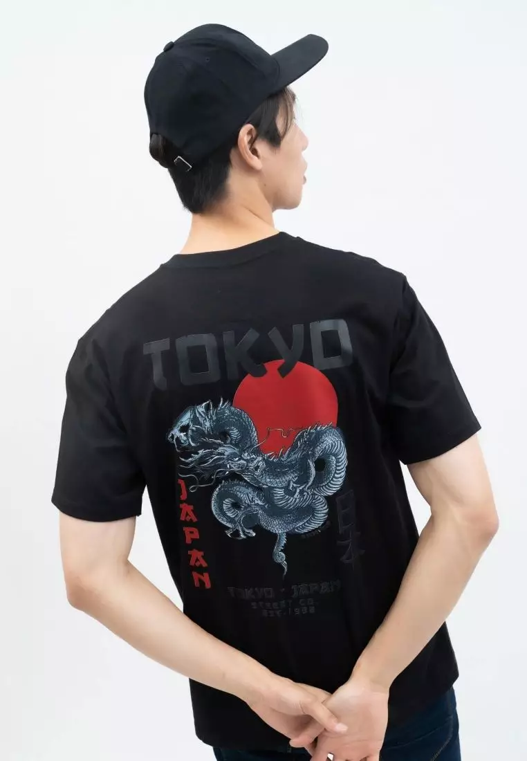 Houseofcuff T-shirt Kaos Hitam Motif Tokyo Dragon Tersedia Size S-4XL