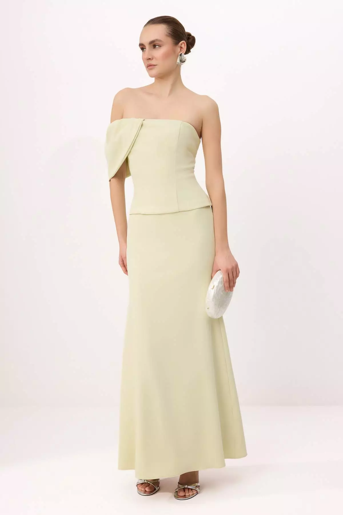 Water Green Strapless Woven Finike Maxi Evening & Graduation Dress Tprss26Ae1