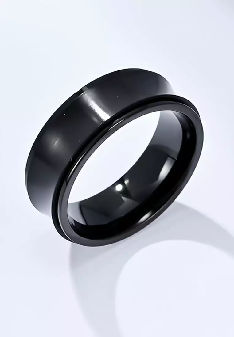 型男凹弧鈦鋼介子戒子