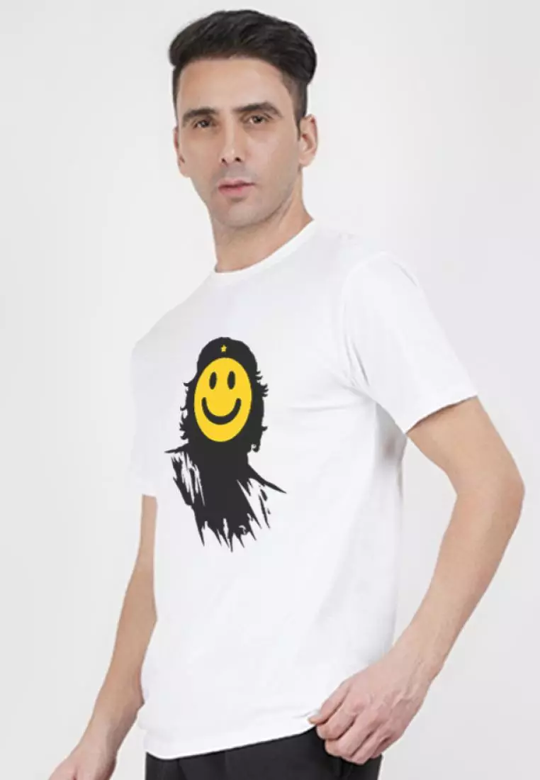 笑脸短袖白色棉质 T 恤