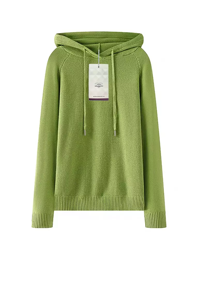VANSASolid Color Hooded Knitted Sweater VCW-Kw-05232