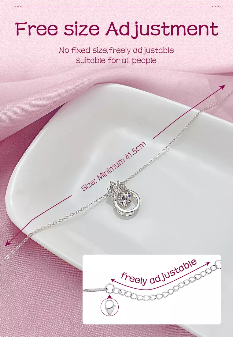 Kalung Wanita Korea Elegan Titanium Original Zircon Perhiasan Kalung Cewek silver