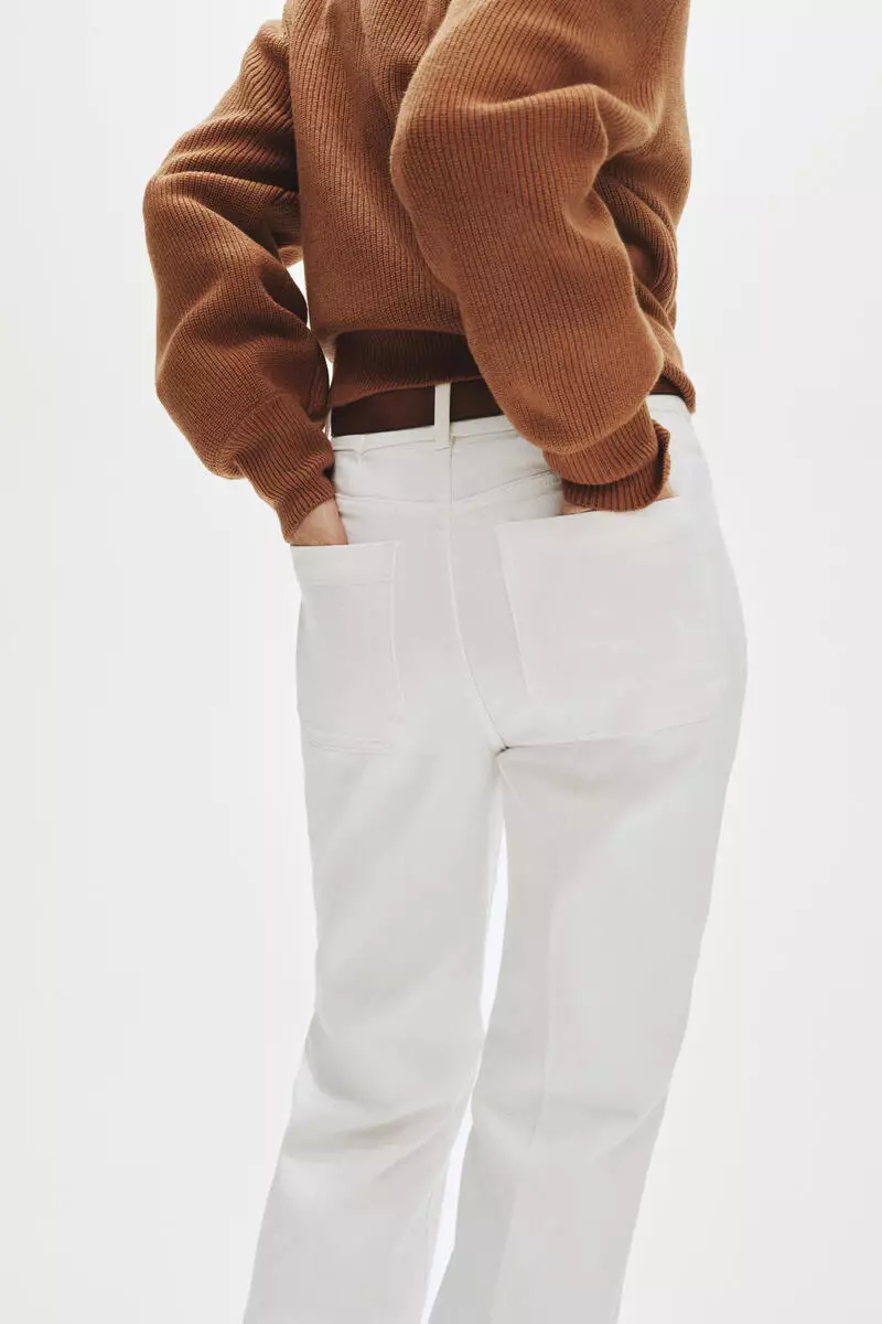 Flared twill trousers