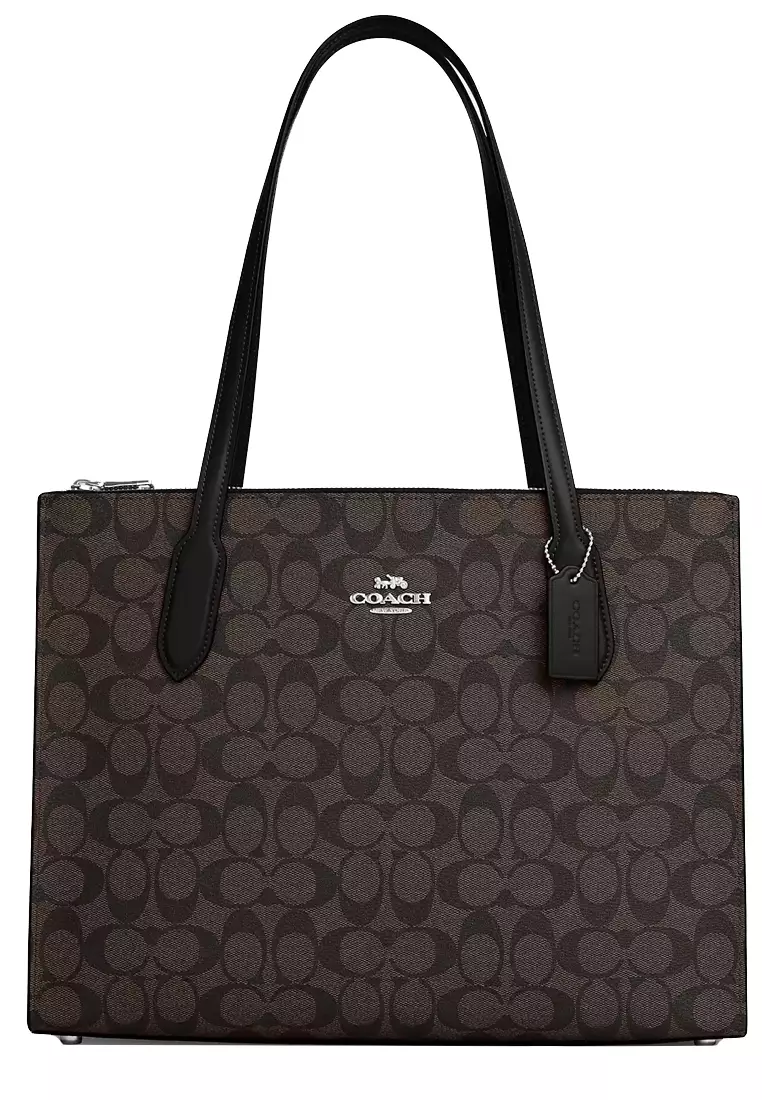 Coach Nina Tote Bag In Signature Canvas in Brown Black CL399