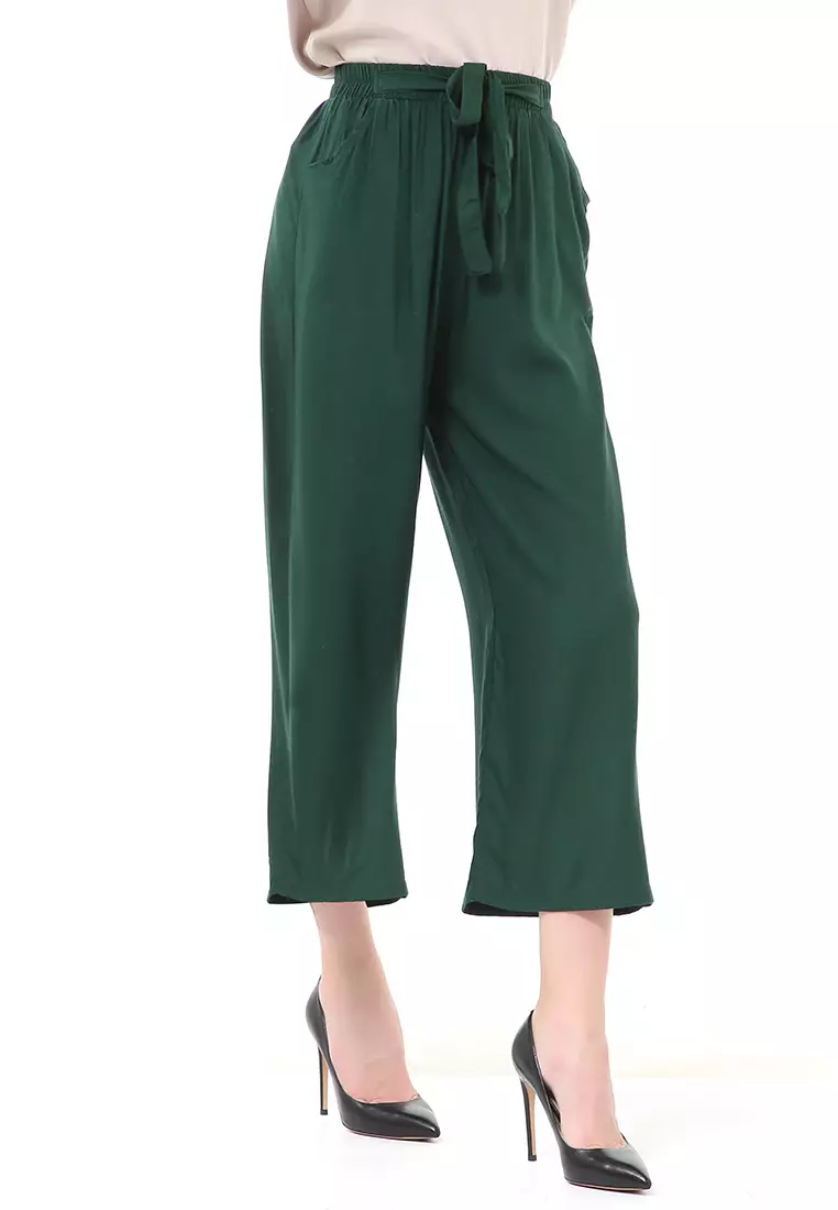 Stella Celana Panjang Casual Wanita Kulot Loose Pants Homewear Material Rayon ORIGINAL - Forest Green