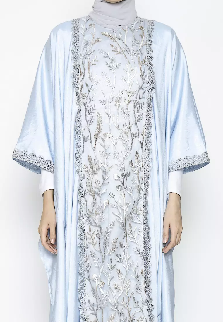 Urban Exchange July Kaftan Blue - Kaftan Biru Muda Lengan 7/8 Warna Blue