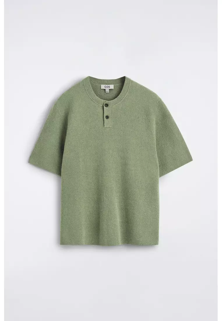 BOUCLÉ-KNIT HENLEY T-SHIRT