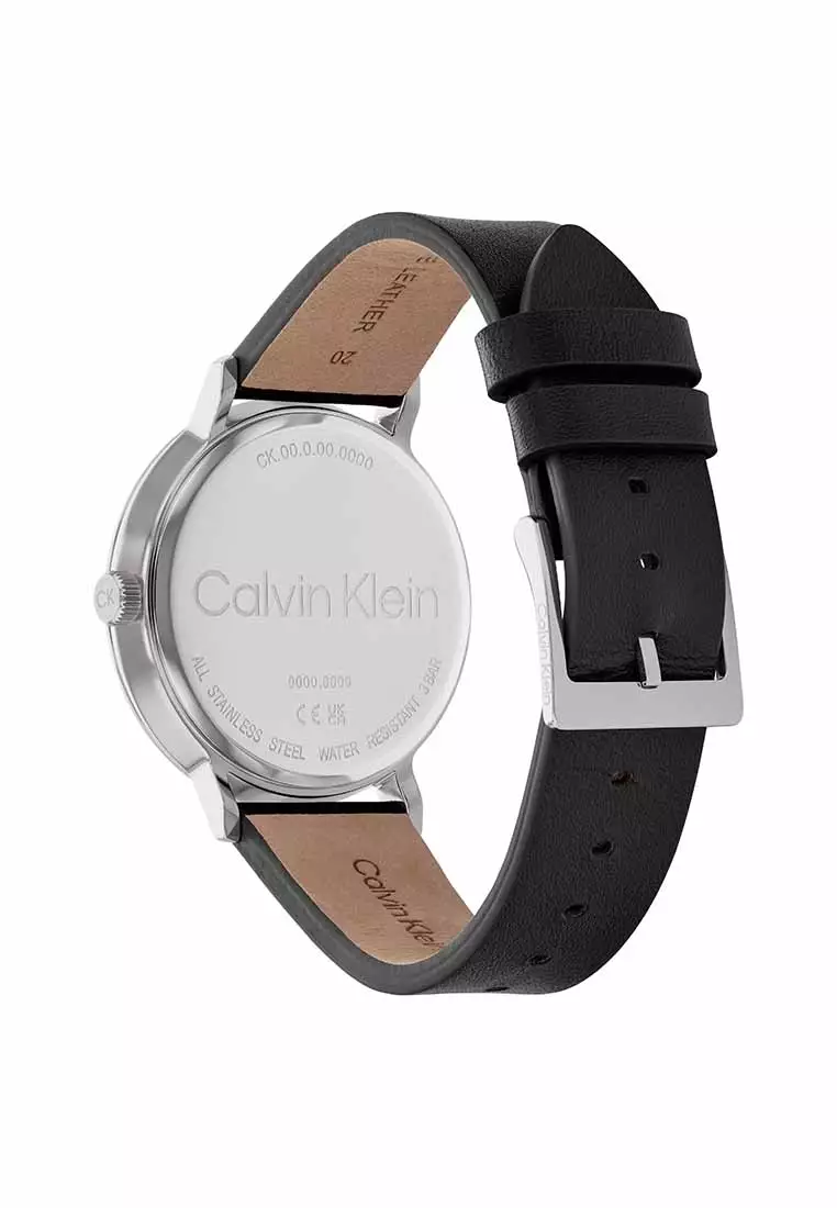 Modern Men's Watch Black Leather Strap - Black Dial 25200437