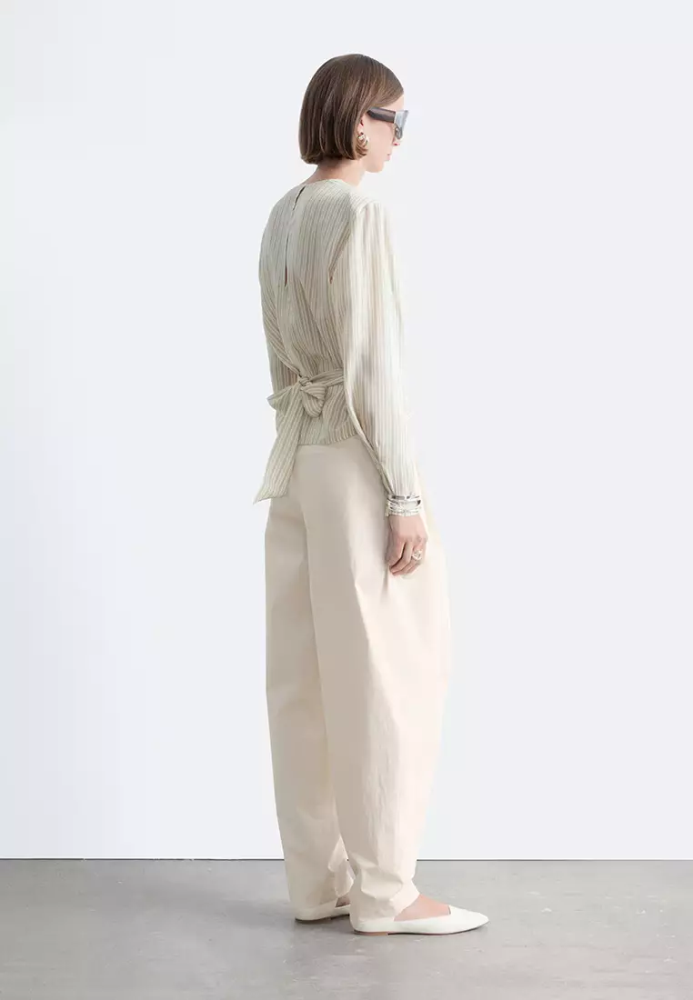 Gathered Tie-Belt Blouse