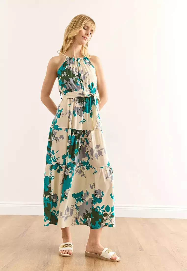 Halter Neck Belted Dress