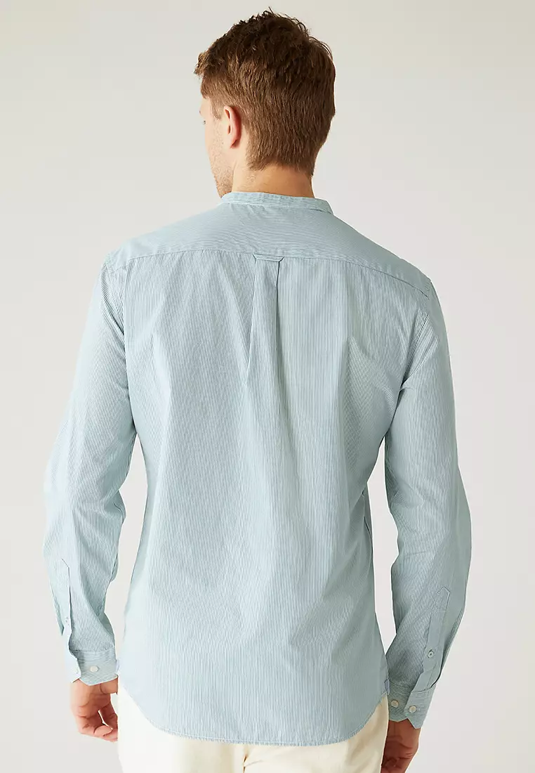 Pure SupimaÂ® Cotton Grandad Collar Shirt